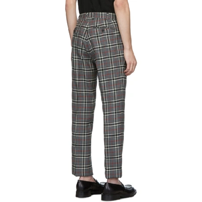 Shop Eidos Grey Wool Windowpane Plaid Trousers In Grey Plaid