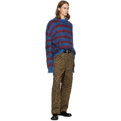 Shop Marni Blue And Red Mohair Sweater In Stb60  Blue