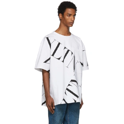 Shop Valentino White 'vltn' Macrogrid T-shirt In A01bianco/