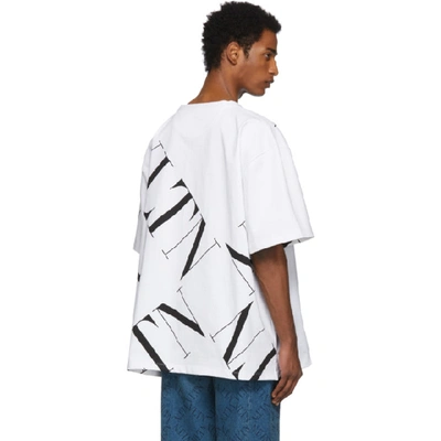 Shop Valentino White 'vltn' Macrogrid T-shirt In A01bianco/