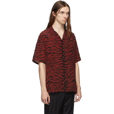 Shop Saint Laurent Red And Black Zebra Silk Shark Collar Shirt In 6276 Rubred