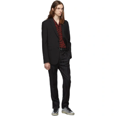 Shop Saint Laurent Red And Black Zebra Silk Shark Collar Shirt In 6276 Rubred