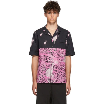 Shop Valentino Black And Pink Japanese Pond Shirt In Bh0stampa