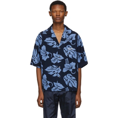 Shop Prada Blue Floral Shirt