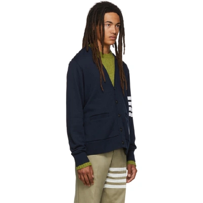 Shop Thom Browne Navy Classic Loopback 4-bar V-neck Cardigan In 415 Navy