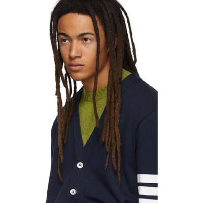 Shop Thom Browne Navy Classic Loopback 4-bar V-neck Cardigan In 415 Navy
