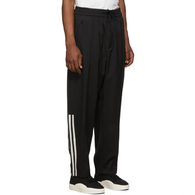 Shop Y-3 Black Wool Stripes Lounge Pants In Black/ecru