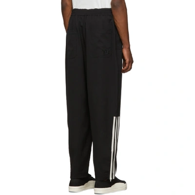 Shop Y-3 Black Wool Stripes Lounge Pants In Black/ecru