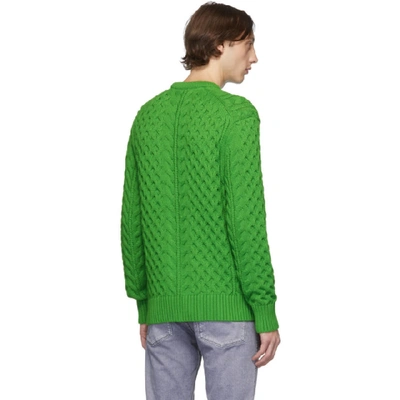 Shop Rag & Bone Rag And Bone Green Aran Crewneck Sweater In 971 Lime