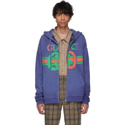 Gucci Sweatshirt With Interlocking G Print In 4804 Blue | ModeSens