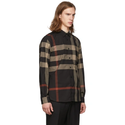 Shop Burberry Black Check Somerton Shirt