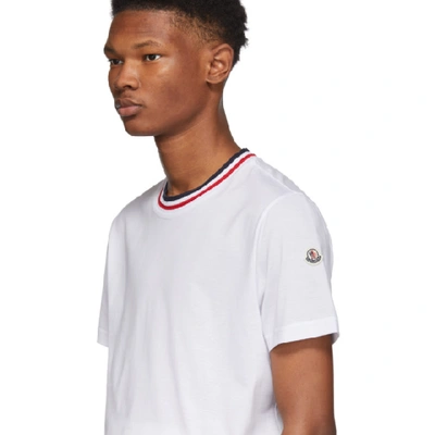 Shop Moncler White Maglia Contrast Collar T-shirt In 124-001.wht