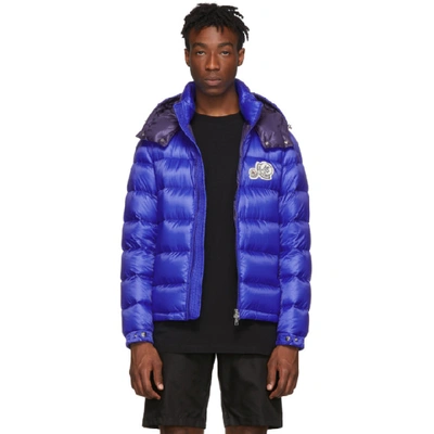 Shop Moncler Blue Down Bramat Jacket In 71f - Blue