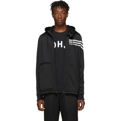 Shop Y-3 Black 3-stripes Hooded Track Jacket In Blkecrublk