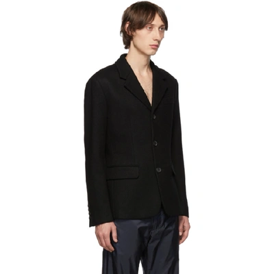 Shop Prada Black Spread Collar Runway Blazer In Nero