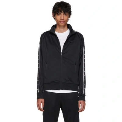 Shop Nike Black Swoosh Tape Zip-up Sweater In 010blkwht