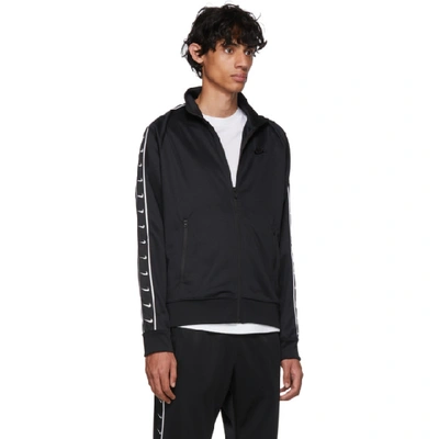 Shop Nike Black Swoosh Tape Zip-up Sweater In 010blkwht