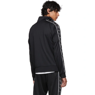 Shop Nike Black Swoosh Tape Zip-up Sweater In 010blkwht