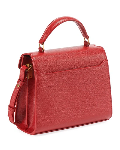 Shop Saint Laurent Cassandra Mini Grain De Poudre Leather Top-handle Bag In Red