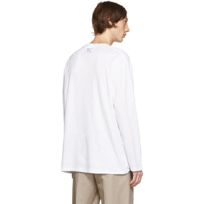Shop Raf Simons White Blue Velvet Long Sleeve T-shirt In 00010 White