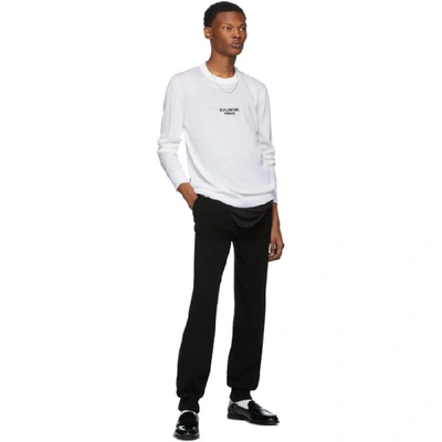 Shop Balmain White Logo Sweater In 0fa Blanc