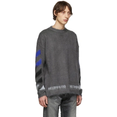 Shop Off-white Grey Mohair Diag Sweater In 0788 Melgry