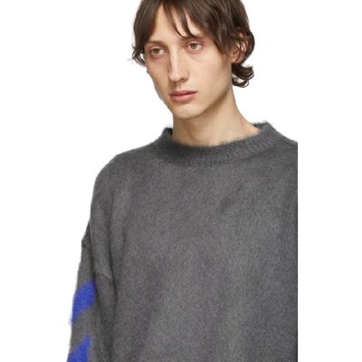 Shop Off-white Grey Mohair Diag Sweater In 0788 Melgry