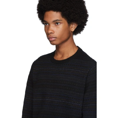 Shop Norse Projects Black And Navy Cashmere And Wool Sigfred Fairisle Sweater In 9999/ Blac
