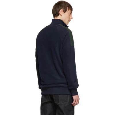 Shop Harmony Navy And Green Sylvio Half-zip Sweater In Navy/green