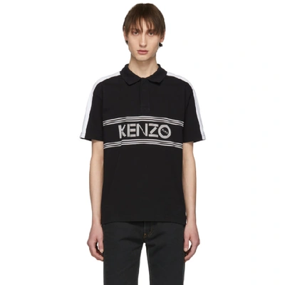 Shop Kenzo Black And White Logo Polo In 99 Black