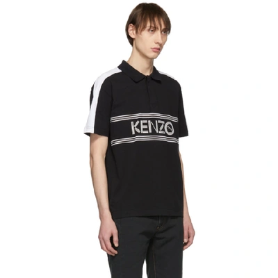 Shop Kenzo Black And White Logo Polo In 99 Black