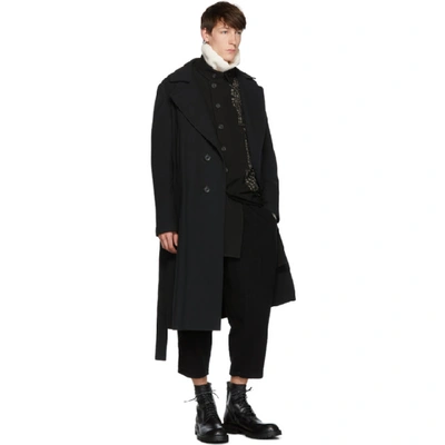 Shop Yohji Yamamoto Black Wool Side Button Trousers