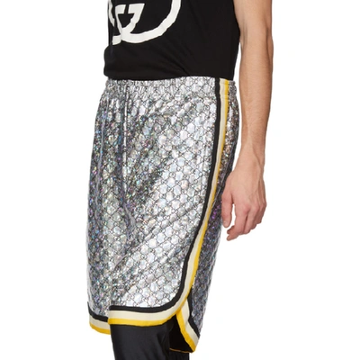Shop Gucci Black And Silver Gg Printed Shorts In 1092 Silver