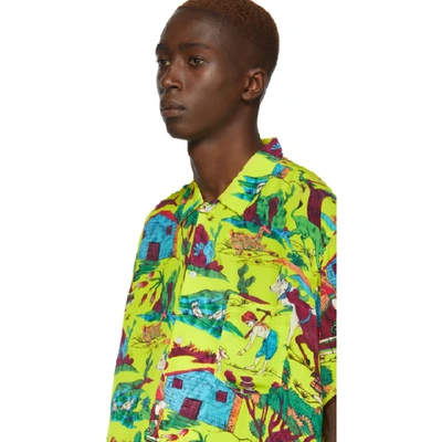 Shop Bode Yellow Silk Village Scene Shirt