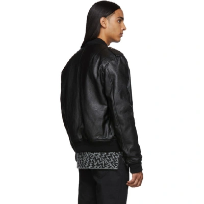 Shop Saint Laurent Black Leather Bomber Jacket In 1000 Black