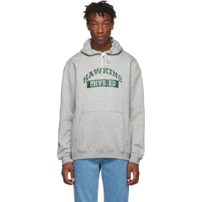 Shop Nike Grey Stranger Things Edition Hawkins High Hoodie In 063dkgryhea