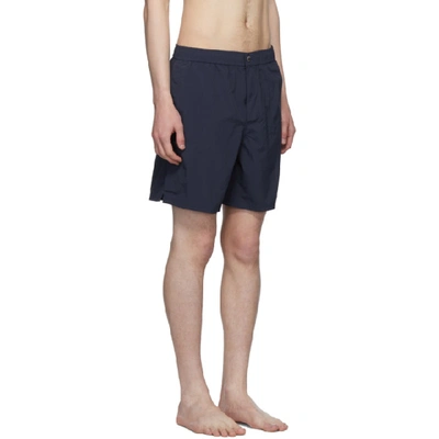 Shop Kenzo Navy Logo Swim Shorts In 77 Midblue