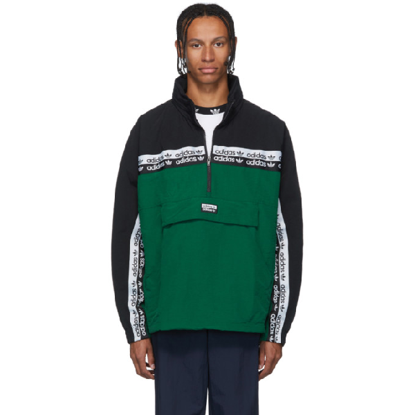 adidas black and green track jacket