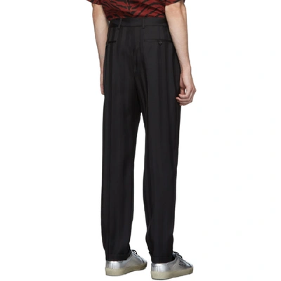 Shop Saint Laurent Black Straight Jacquard Stripes Trousers In 1000 Black