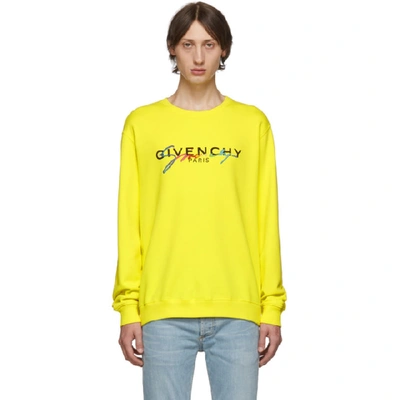 Shop Givenchy Yellow Signature Logo Sweatshirt In 737-mimosa