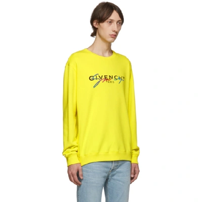 Shop Givenchy Yellow Signature Logo Sweatshirt In 737-mimosa