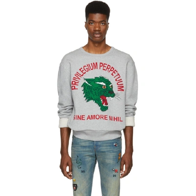 Gucci Men's Green Panther Privilegium Graphic Sweatshirt, Dark Gray In Grey  | ModeSens
