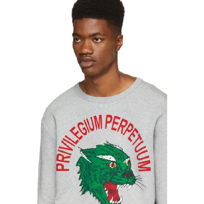 Gucci Men's Green Panther Privilegium Graphic Sweatshirt In Grey | ModeSens