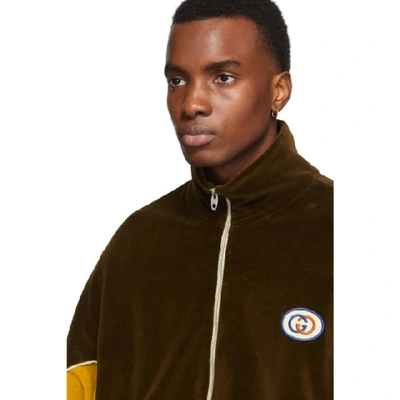Shop Gucci Brown And Yellow Chenille Track Jacket In 2215 Brown