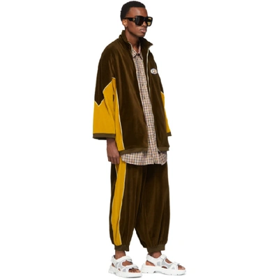 Shop Gucci Brown And Yellow Chenille Track Jacket In 2215 Brown