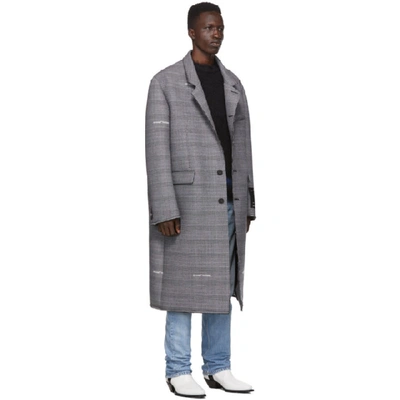 Shop Off-white Grey Check Wool Volume Coat