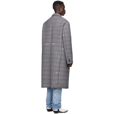 Shop Off-white Grey Check Wool Volume Coat