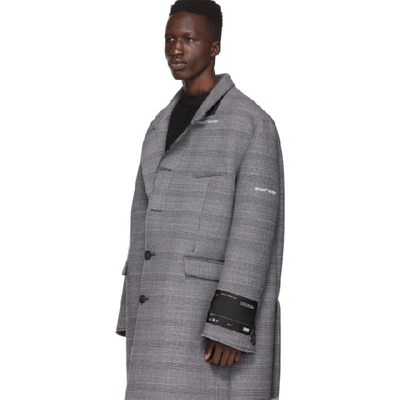 Shop Off-white Grey Check Wool Volume Coat