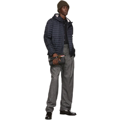 Shop Thom Browne Navy Down 4-bar Quilted Hooded Jacket In 415 Navy