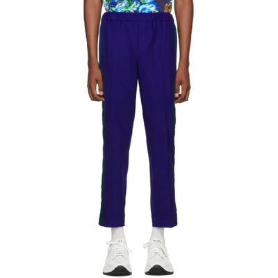 Shop Kenzo Blue Cropped Sideband Trousers In 74 Slateblu